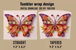3D Butterfly Tumbler Wrap Designs, Sublimation Designs Product Image 2