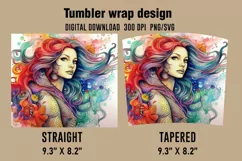 3D Floral Lady Tumbler Wrap Designs, Sublimation Tumbler Product Image 2