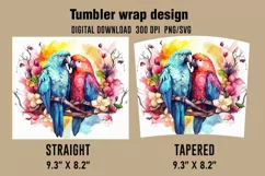 3D Parrot Watercolor Splash Tumbler Wrap Designs Product Image 2