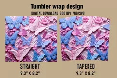 3D Butterfly Tumbler Wrap Designs, Sublimation Designs Product Image 2