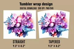 3D Watercolor Flower Splash Tumbler Wrap Designs Product Image 2