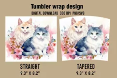 3D Cute Cats Tumbler Wrap Designs, Sublimation Designs Product Image 2