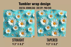 3D Daisies Flowers Tumbler Wrap Designs, Sublimation Tumbler Product Image 2