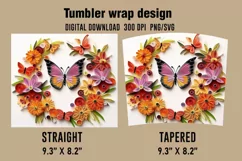 3D Butterfly Tumbler Wrap Designs, Sublimation Designs Product Image 2