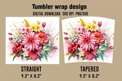 3D Cute Flowers Tumbler Wrap Designs, Sublimation Design Product Image 2