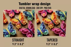 3D Butterfly Tumbler Wrap Designs, Sublimation Designs Product Image 2
