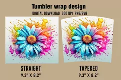 3D Floral Watercolor Splash Tumbler Wrap Designs Product Image 2