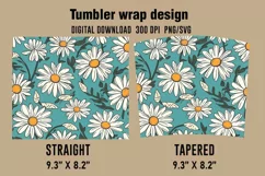 3D Daisies Flowers Tumbler Wrap Designs, Sublimation Tumbler Product Image 2