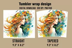 3D Floral Lady Tumbler Wrap Designs, Sublimation Designs Product Image 2