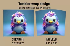 3D Cute Penguin Tumbler Wrap Designs, Sublimation Designs Product Image 2