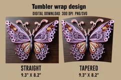 3D Butterfly Tumbler Wrap Designs, Sublimation Designs Product Image 2