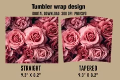 3D Cute Pink Roses Tumbler Designs, Sublimation Design Product Image 2