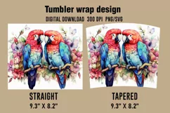 3D Parrot Watercolor Splash Tumbler Wrap Designs Product Image 2