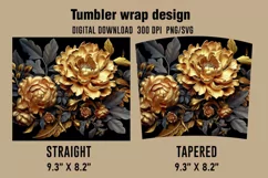 3D Black And Golden Rose Tumbler Wrap Designs Product Image 2
