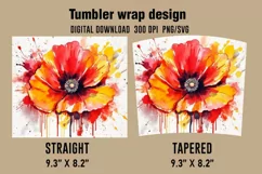 3D Flower Watercolor Splash Tumbler Wrap Designs Product Image 2