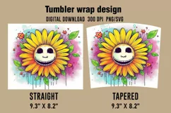 3D Emoji Sunflower Tumbler Wrap Designs, Sublimation Design Product Image 2