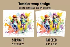 Children Watercolor Tumbler Wrap Designs Product Image 2