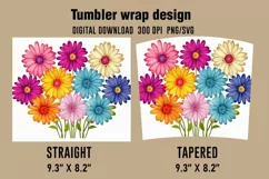 3D Daisies Flowers Tumbler Wrap Designs, Sublimation Tumbler Product Image 2