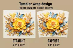 3D Cute Flowers Tumbler Wrap Designs, Sublimation Designs Product Image 2