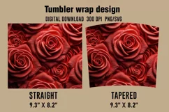3D Red Roses Tumbler Wrap Designs, Sublimation Designs Product Image 2