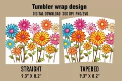 3D Daisies Flowers Tumbler Wrap Designs, Sublimation Tumbler Product Image 2