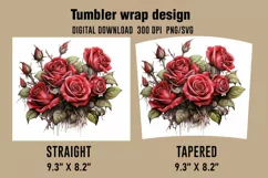 3D Red Rose Tumbler Wrap Designs, Sublimation Design Product Image 2