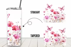 Flowers Pink Watercolor 20 oz Tumbler Wrap Sublimation Product Image 2