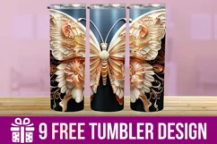 3D Butterfly Tumbler Wrap Designs, Sublimation Designs Product Image 1