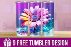 3D Floral Watercolor Splash Tumbler Wrap Designs Product Image 1