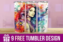 3D Floral Lady Tumbler Wrap Designs, Sublimation Tumbler Product Image 1