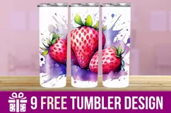 3D Strawberry Tumbler Wrap Designs, Sublimation Designs Product Image 1