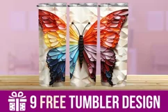 3D Butterfly Tumbler Wrap Designs, Sublimation Designs Product Image 1
