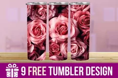 3D Cute Pink Roses Tumbler Designs, Sublimation Design Product Image 1