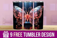 3D Butterfly Tumbler Wrap Designs, Sublimation Designs Product Image 1
