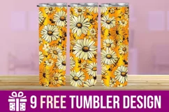 3D Daisies Flowers Tumbler Wrap Designs, Sublimation Tumbler Product Image 1