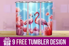 3D Cute Flamingo Tumbler Wrap Designs Product Image 1