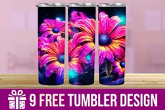 3D Flower Watercolor Splash Tumbler Wrap Designs Product Image 1