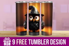 3D Halloween Owl Tumbler Wrap Designs, Sublimation Designs Product Image 1