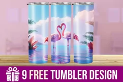3D Cute Flamingo Tumbler Wrap Designs Product Image 1