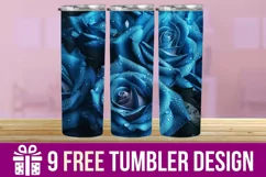 3D Cute Roses Tumbler Wrap Designs, Sublimation Designs Product Image 1