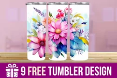 3D Cute Flowers Tumbler Wrap Designs, Sublimation Design Product Image 1