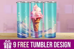 3D Cute Icecream Tumbler Wrap Designs Product Image 1