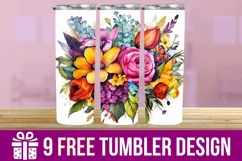 3D Beautiful Flowers Tumbler Wrap , Sublimation Designs Product Image 1