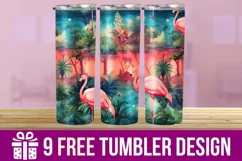 3D Cute Flamingo Tumbler Wrap Designs Product Image 1