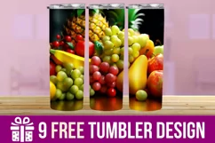 3D Fruits Tumbler Wrap Designs, Sublimation Designs Product Image 1