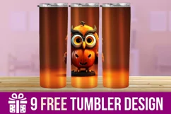 3D Halloween Owl Tumbler Wrap Designs, Sublimation Designs Product Image 1