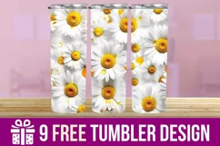 3D Daisies Flowers Tumbler Wrap Designs, Sublimation Tumbler Product Image 1