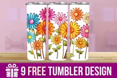 3D Daisies Flowers Tumbler Wrap Designs, Sublimation Tumbler Product Image 1