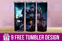 3D Haunted House Tumbler Wrap Designs, Sublimation Designs Product Image 1
