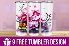 3D Watercolor Flower Splash Tumbler Wrap Designs Product Image 1